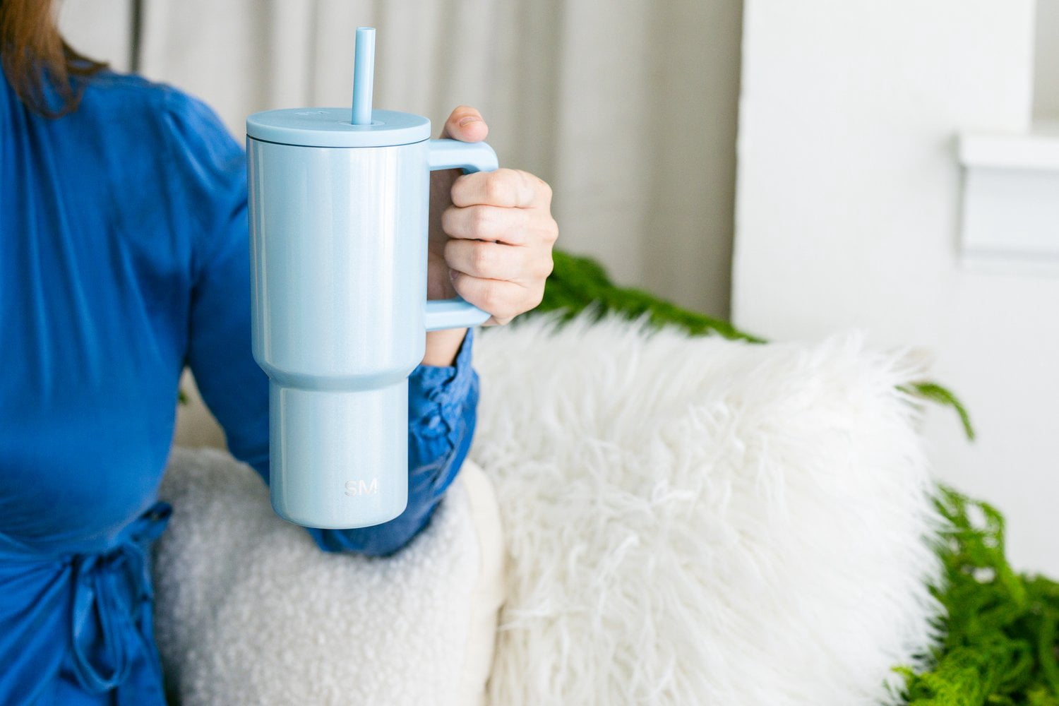 Simple Modern 30 fl oz Insulated Stainless Steel Trek Tumbler with Straw Lid | Blue Sparkle