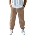 thumbnail image 2 of Domuza Pants for Men Cotton Linen Yoga Golf Beach Jogger Sweat Lounge Harem Pants Trousers Brown XL, 2 of 7