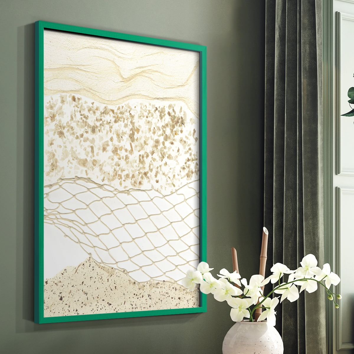 Coast Away I Framed Print in Green Solid Wood Framed Print No Nail Hanging