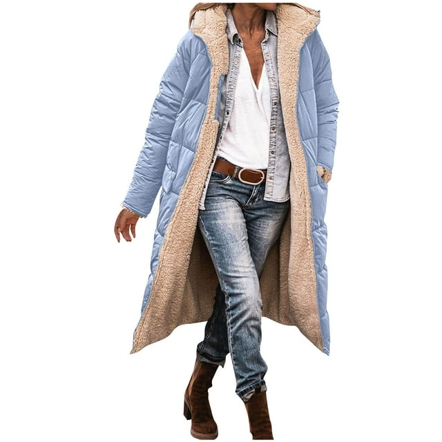 Veste Réversible, Manteau Long d'Hiver pour Femmes, Matelassé, Poches Zippées, Chaud, Élégant, Polyvalent