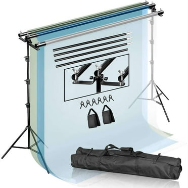 Efavormart 8FT x 10FT | Triple Crossbar Adjustable Backdrop Stand Kit, 3-in-1 Metal Photo Booth Background Support Stand