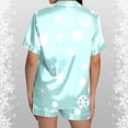 thumbnail image 4 of Women's Sleepwear Christmas Pajamas Set Fashionable Short Sleeved Button Up Silk Satin Top with Reindeer Snowflake Holiday Print Sleepshirts for Women Nightgown Comfy Sleepwear, 4 of 5