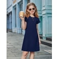 thumbnail image 4 of Arshiner Girls Summer Dress Tween Flutter Sleeve Pleated Front A Line Boho Beach Casual Dresses, 4 of 6