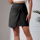thumbnail image 3 of Falda corta de algodón para mujer Nudo frontal Falda elegante Cremallera Media falda corta simple FLhrweasw Nuevo, 3 of 7