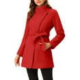 thumbnail image 4 of INSPIRE CHIC Trench-Coat Long Classique d'Hiver à Col Montant et Taille Nouée pour Femmes G Rouge, 4 of 7