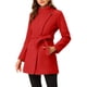thumbnail image 4 of Abrigo largo de invierno con cinturón para mujer, clásico, de cuello alto, de manga larga, XL, rojo, 4 of 7