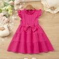 thumbnail image 2 of NOLDARES Girls Dress Casual Color Ruffle Bow Sleeveless Cute Girls Outfit with Back Elastic String for Holiday Daily(Hot Pink,8-9 Years), 2 of 9