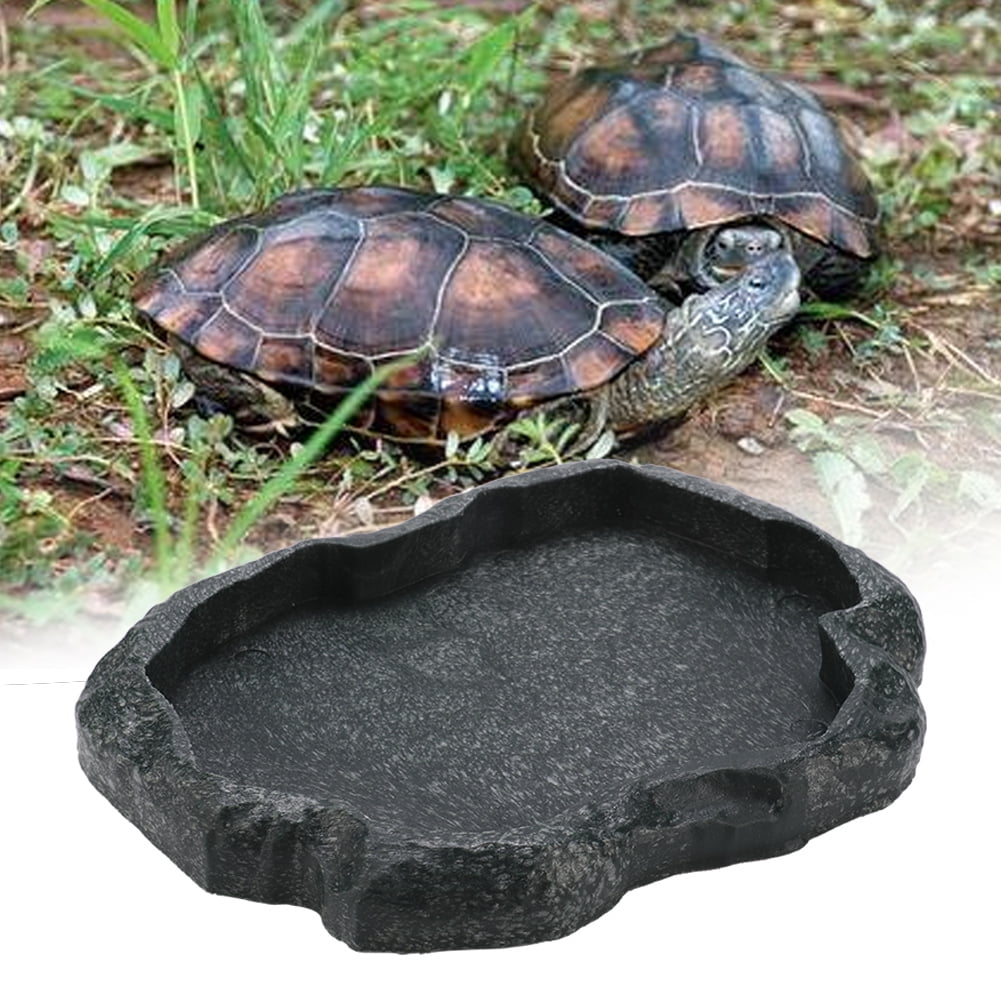 Square Reptile Feeding Dish Water Food Bowl Rock Plate for Tortoise Lizard 