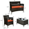 thumbnail image 3 of Gymax 4PCS Patio Rattan Conversation Furniture Set Outdoor w/ Orange Cushion, 3 of 10