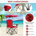 thumbnail image 3 of Beach Chair with Canopy Shade, Folding Lawn Chair, Portable Sunshade Chair with Umbrella Cup Holder, Carry Bag for Outdoor, Travel, Hiking, Fishing, Camping,, 3 of 5