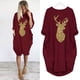 thumbnail image 2 of Vestido de Navidad rojo con estampado de Papá Noel para mujer, manga larga, elegante vestido suelto para fiesta de año nuevo, bata para mujer, ropa de Navidad 2023, 2 of 5