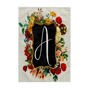 3dRose, Vintage Floral Monogram Initial A, 15x22 Hand Towel