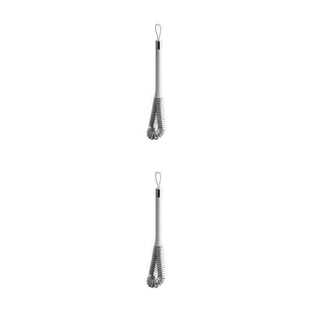 Monstrate Botellas de leche Cepillo de limpieza de nailon con mango largo Cepillos de mano Herramienta de fregado colgante Suministro para cocina Verde claro 2piezas