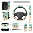 thumbnail image 4 of XYZCANDO Beach Turtle Print Car Seat Cover Steering Wheel Cover Seat Belt Cover Keychain Lipstick Cover Center Mirror Cover Car Trash Can Coasters Easy Installation Suitable for Cars, 4 of 5