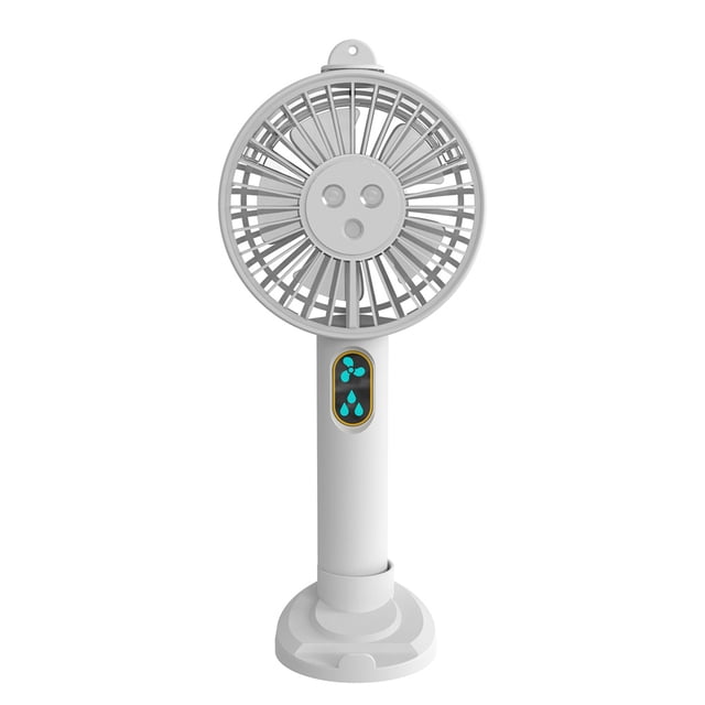 Atomizer Fan Water Spray Misting Cooling Fan USB Rechargeable Humidifier Moisturizing Device, White