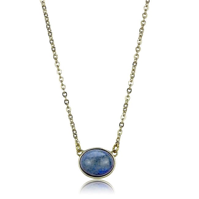 Alamode TK3287-18Plus2 Collier en Acier Inoxydable IP Gold pour Femmes avec Pierre Précieuse à Montana - 18 & 2 Po.