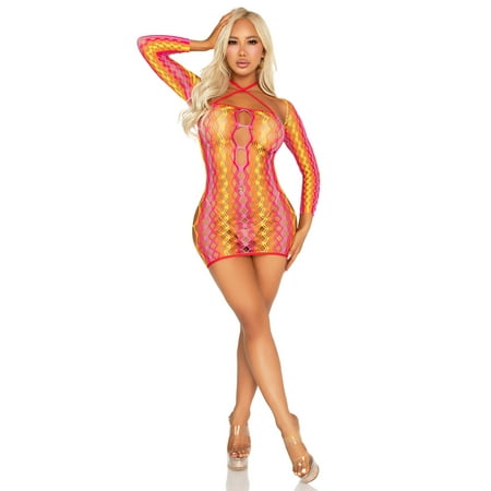 2 Pc Zig Zag Net Mini Dress and Shrug O/s - Multicolor