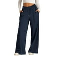 thumbnail image 2 of GiLiling Girls Oversized Wide Leg Sweatpants, Drawstring Kids Baggy Straight Leg Track Pants, Casual Plain Pockets (Dark Blue, 12-13 Years), 2 of 5
