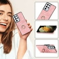 thumbnail image 5 of Feishell Fit for Samsung Galaxy S21 Ultra Case with 360° Rotatable Ring Holder,Shockproof Drop Resistant Premium Plain PU Leather Soft TPU Card Slots Kickstand Back Protective Phone Case,Pink, 5 of 8