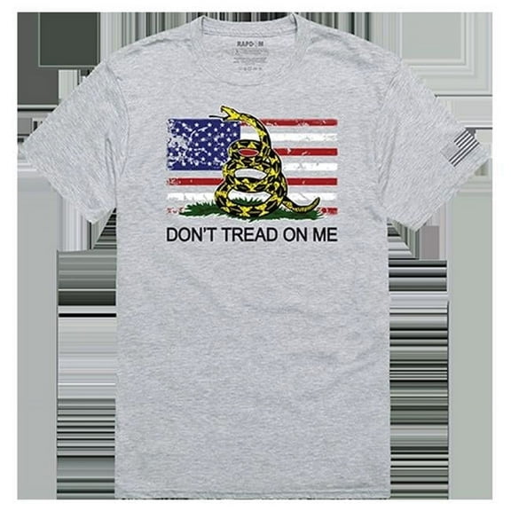 Flag with Gadsden Tactical Graphic Tee Shirt, Heather Gray - Medium