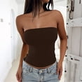 thumbnail image 4 of VJGBEGW Womens Crop Tube Tops Cute Strapless Bandeau Summer Going Out Sleeveless Backless Trendy Clothes Brown L, 4 of 6