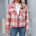 thumbnail image 2 of Heiheiup Women's Casual Fashion Jacket Short Plaid Fleece Button New Woolen Jacket Jacket Jacket, 2 of 9