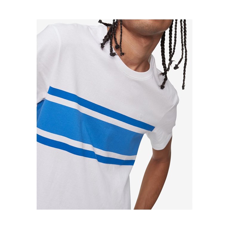 Calvin Klein Men’s Chest Stripe T-Shirt, White/M