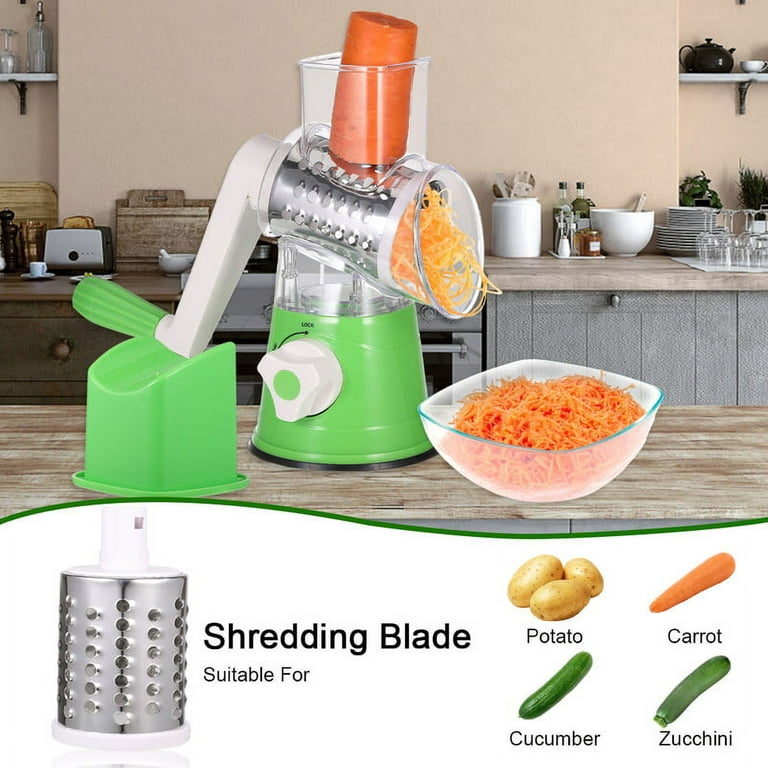 Cheese Grater Stainless Steel Vegetable Shredder Cutter Grinder 4 Drum Blades