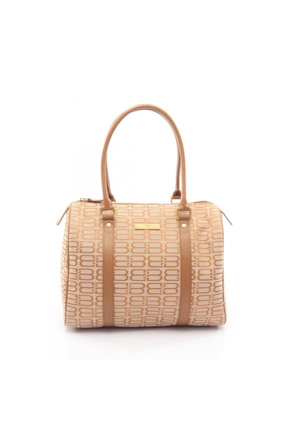 Pre-Owned Balenciaga BB Logo Handbag, Canvas and Leather, Women's, Beige/Brown