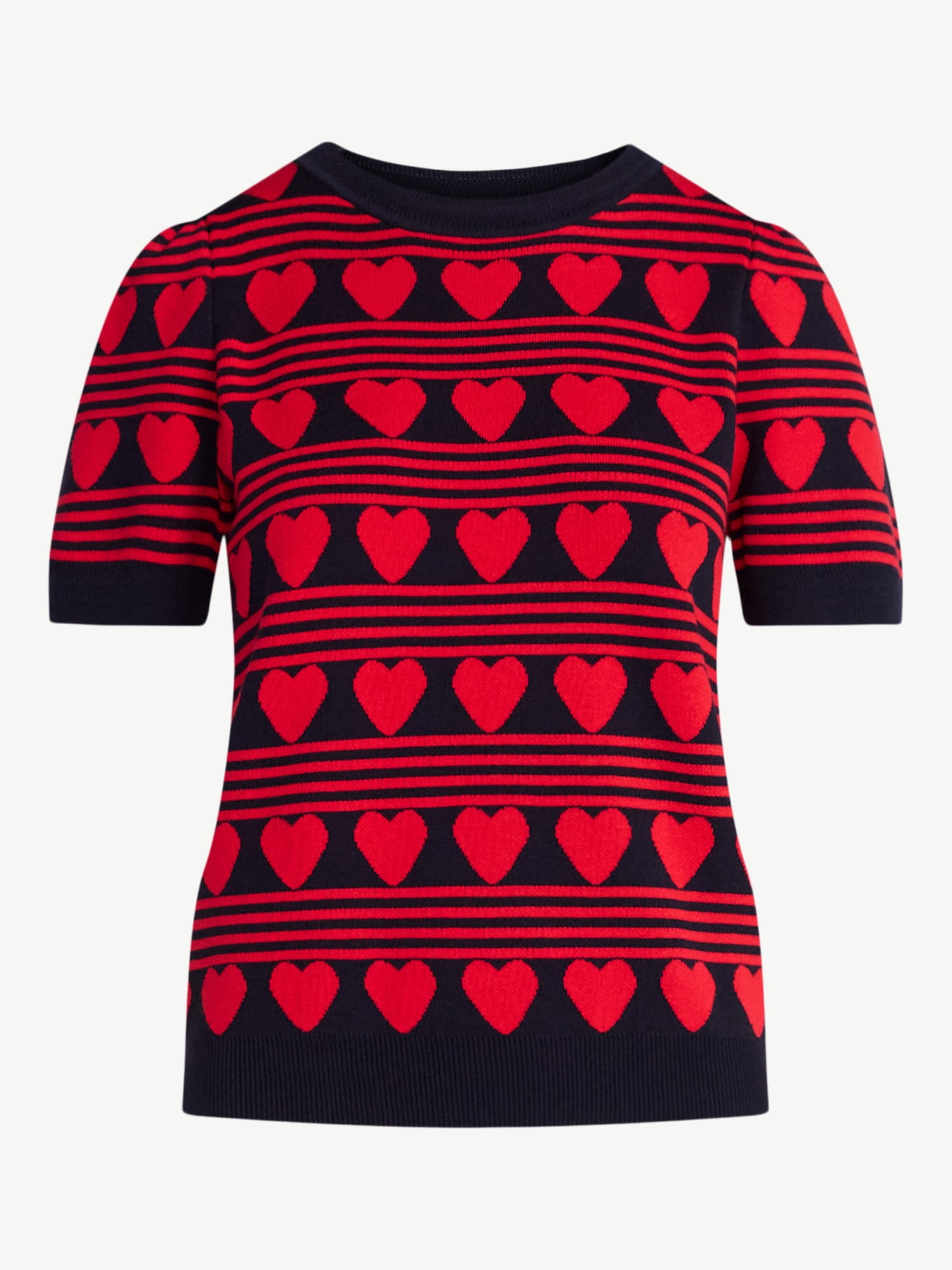 Free Assembly Women's and Women's Plus Cozy Yarn Shrunken Sweater Tee with Short Sleeves, Solid & Print, Lightweight, Sizes XS-4X