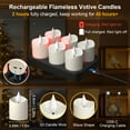 thumbnail image 2 of PChero Rechargeable Candles with Remote Timer, 6pcs Flameless LED Votive Candles with Charging Stations,Battery Operated Tealight Flickering Electric Fake Small Candles for Table Wedding Home Decor, 2 of 11