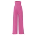 thumbnail image 5 of DENGDENG Plus Size Palazzo Pants for Women Loose Fit High Waisted with Pockets Wide Leg Pants Fall Pleated Elastic Athletic Pants Women Flowy Solid Color Straight Pants for Women Casual Hot Pink 3XL, 5 of 8