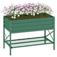 thumbnail image 2 of Outsunny Galvanized Raised Garden Bed, Metal Planter Box with Legs, Storage Shelf and Bed Liner, Green, 2 of 9