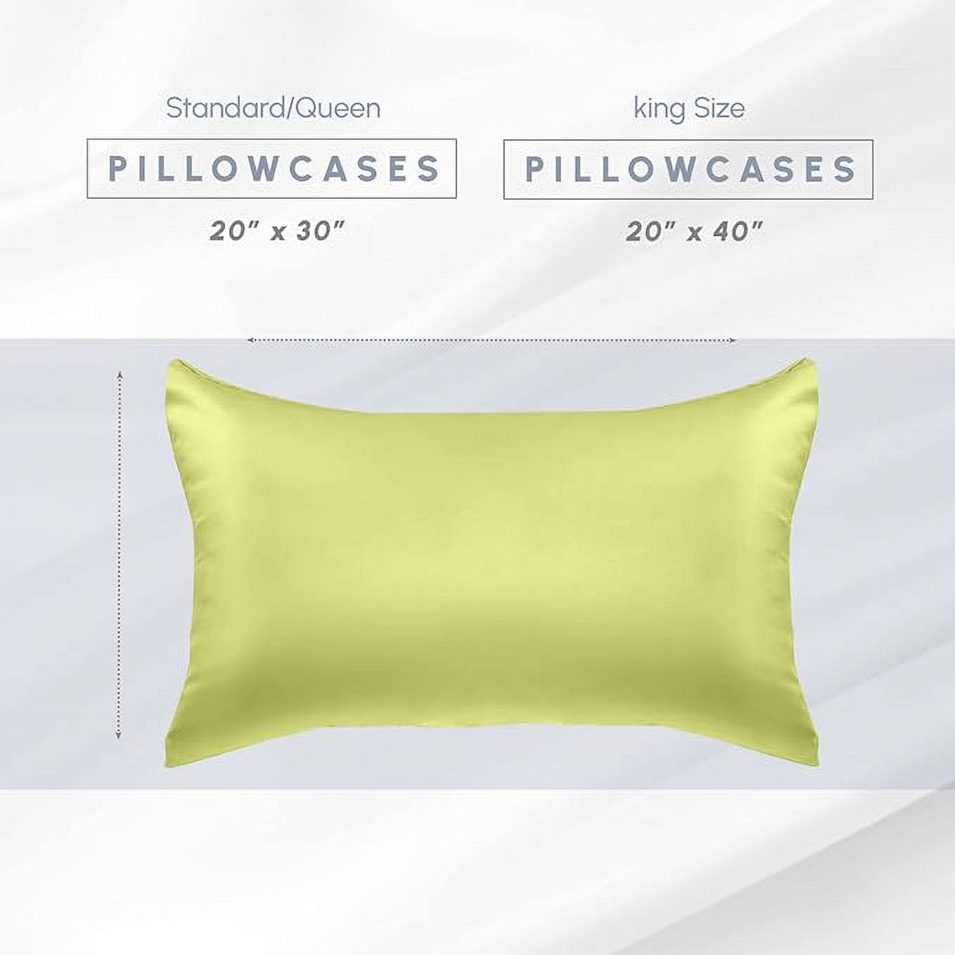 Cooling Viscose Satin Pillowcase 4-Pack Set with Hidden Zipper Closure, Standard/Queen,Pistachio Green