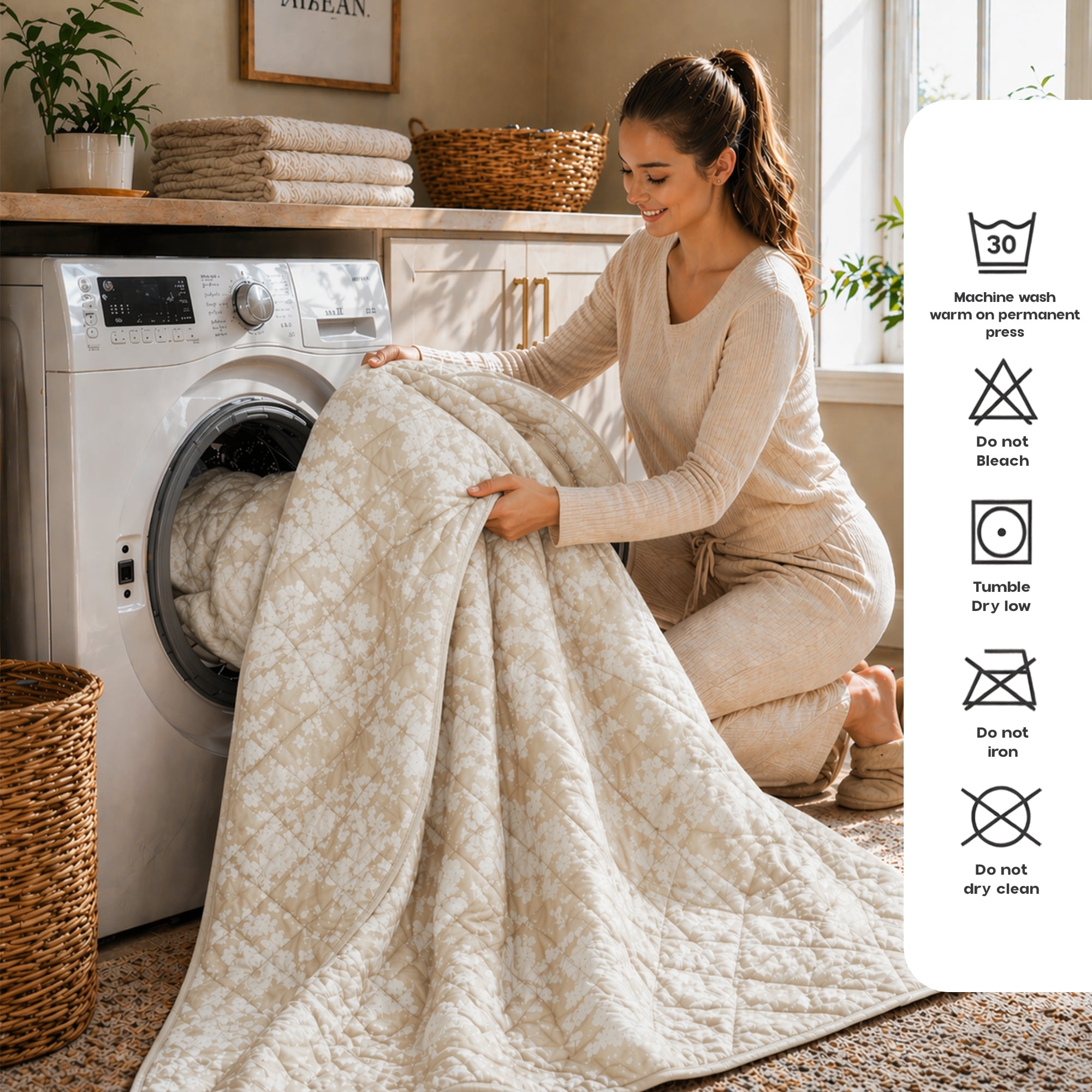 Ameha 3-Piece Velvet Quilt Set Floral Diamond Pattern Ultrasonic Embossed Bedspread Reversible Lightweight Microfiber Coverlet King Size Beige