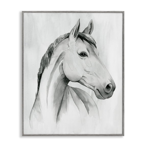 Stupell Industries Modern Horse Portrait Grey Drawing Gray Framed Giclee Art, 16 x 20, by Grace Popp