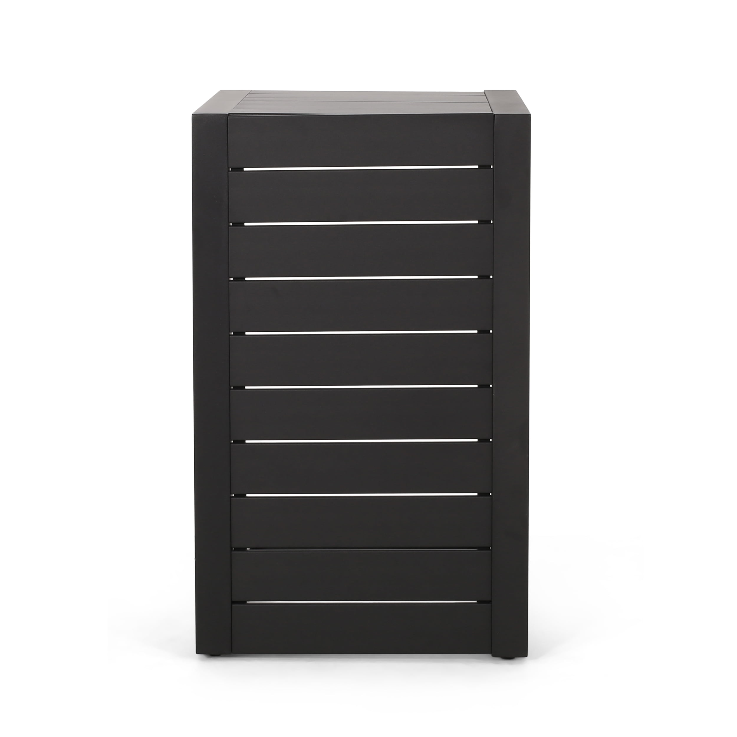 Outdoor Aluminum C Shaped Side Table, Space Saving Accent Table for Patio Garden, Black