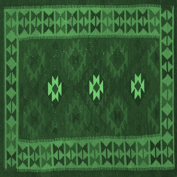 Ahgly Company Indoor Square Oriental Emerald Green Traditional Area Rugs, 3' Square