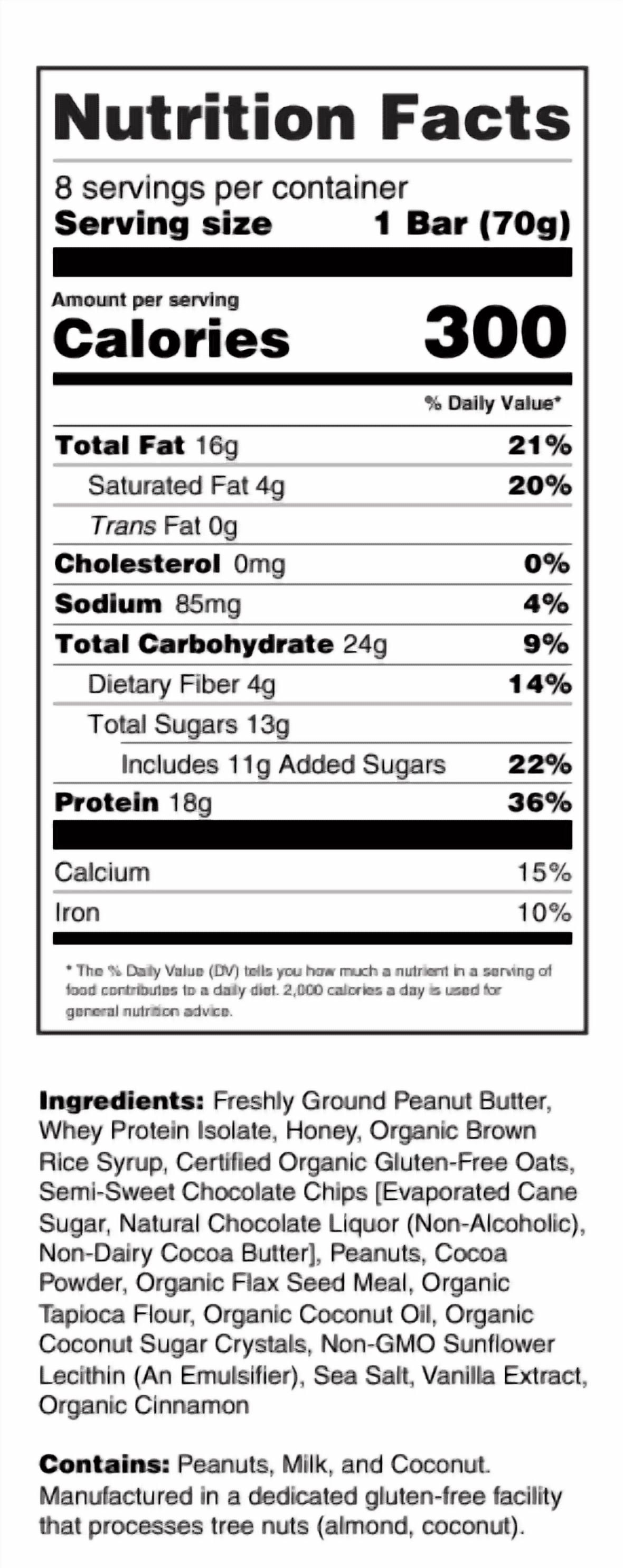 G2G Protein Bar, Peanut Butter Chocolate Chip, Gluten-Free, Clean Ingredients, Refrigerated for Freshness, 24 Bars (3 Pack of 8)