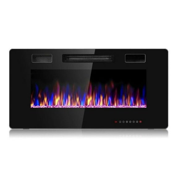 36 Inch Electric Fireplace Wall Mounted, 1500W Modern Fireplace Heater with 12 Flame Colors, Timer, Remote Control, ETL Certified