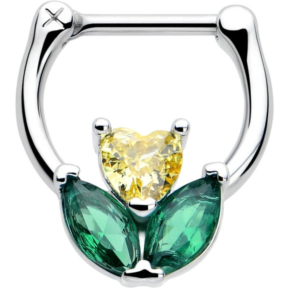 Body Candy 16G 316L Stainless Steel Septum Jewelry Yellow Love Flower Conch Tragus Cartilage Clicker 8mm