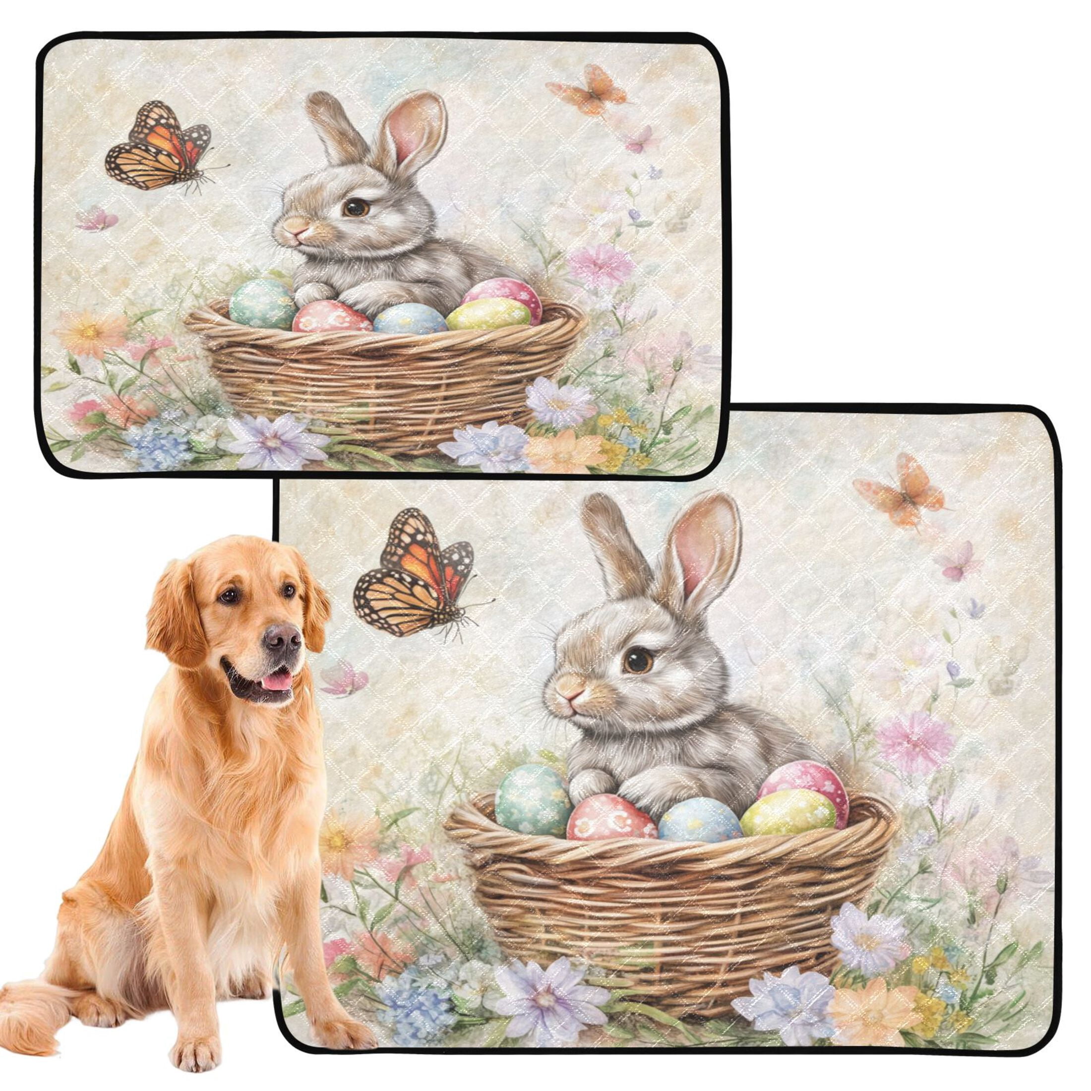 Qxltty Gray Easter Rabbit Cat litter Pads Pet Set of 3 Diaper Mats Center Anti-leakage Layer Absorbent Soft and Comfortable