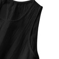 thumbnail image 4 of Bovemsi Women's Cotton Linen Camisole - Solid Color Pleated Sleeveless Vest, Versatile for Outer/Inner Wear, Black Base Layer, 4 of 7