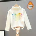 thumbnail image 2 of Bjutir Girl Shirts Kids Fleece High Collar Velvet For Warmth Soft Tops Unisex Long Sleeve Crew Neck Cute Print Girls Tops,3-4 Years, 2 of 3