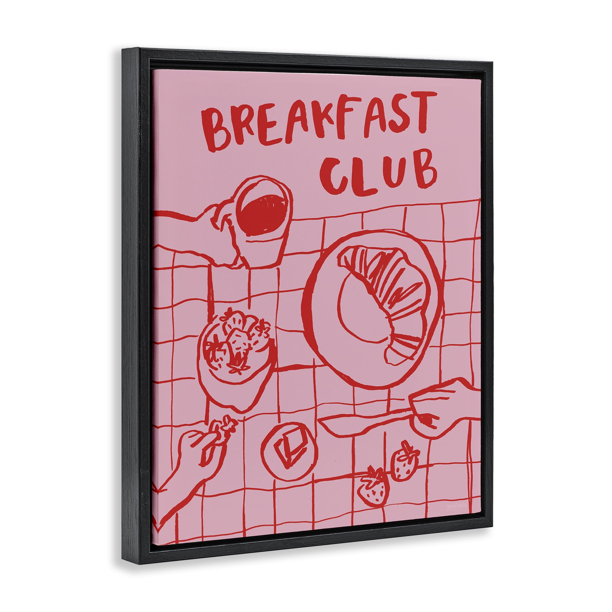 Stupell Industries Breakfast Club Doodles Black Framed Floater Canvas Wall Art, design by Jenaya Jackson