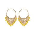 thumbnail image 1 of Crunchy Fashion Bollywood Jewellery Traditional Ethnic Bridal Bride Wedding Indian Pearl Hangings Meenakari Hoop/ Bali Earrings Jewelry For Women, 1 of 3