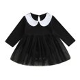 thumbnail image 2 of JMKQLZ Girls Fashion Casual New Style Mesh Dress Children's Long Sleeve Doll Collar Bodysuit Cute Baby Princess Dress, Black, Size: 18 Months, 2 of 8