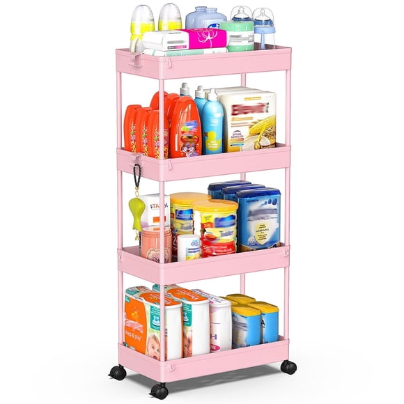 Carro Utilitario Rodante de 3 Niveles con Cajón, Carro de Almacenamiento Rodante, Carro de Almacenamiento para Cocina, Baño, Sala de Estar, Organizador con Ruedas de Hierro (Verde)