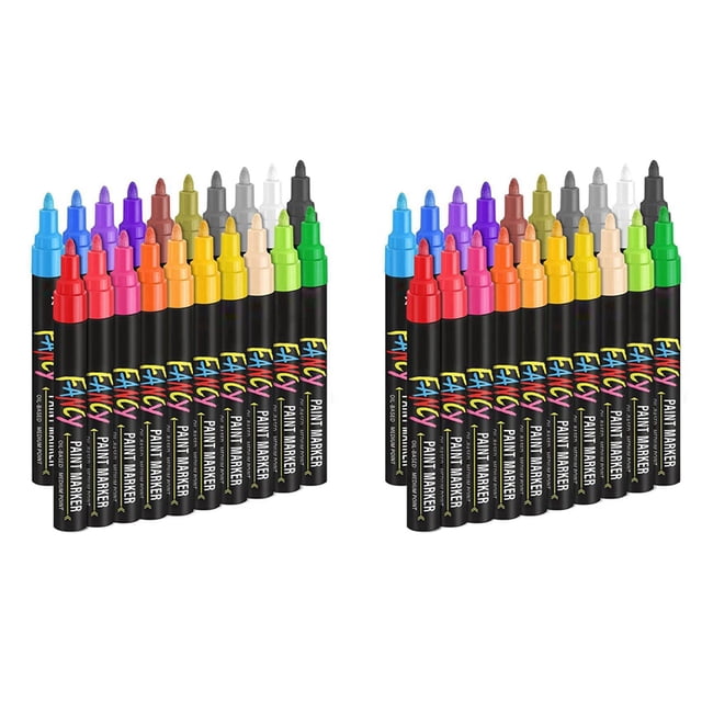 2X Paint Pens Paint Markers, 20 Colors Oil-Based Waterproof Paint Marker Pen Set, Never Fade Quick Dry and Permanent