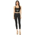 thumbnail image 5 of Sakkas Women's Stretchy Sleeveless Liquid Metallic Club Crop Tank Top Made in USA - Black - Medium, 5 of 5